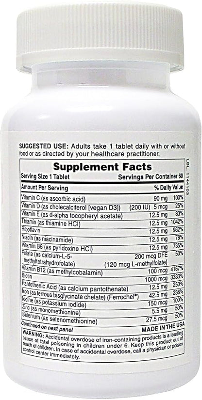 Iron Health 42.5 Mg Non-Constipating Iron with 16 Iron-Supporting Vitamins and Nutrients Including Vitamin C 60 Tablets