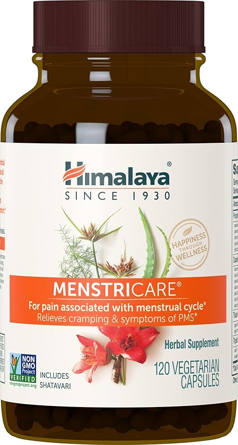 Himalaya MenstriCare for PMS, Menstrual Cramp Relief, Womens Health & Balanced Hormone Support, Herbal Supplement, Includes Shatavari, 800 mg, 120 Capsules