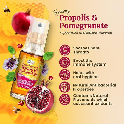 Beelife Propolis Throat Spray – Soothing Honey, Mint & Pomegranate - Natural Immune Support & Sore Throat Relief – Antioxidants, Rich in Flavonoids & Artepillin C, No Sugar, Gluten-Free -3-Pack, 90ml
