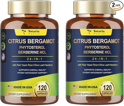 2 Packs Citrus Bergamot Capsules for Healthy Cholesterol - 1566mg Per Serving Bergamot Supplements 25:1 Extract from Italy Bergamot for Heart, Immune Support, Antioxidant