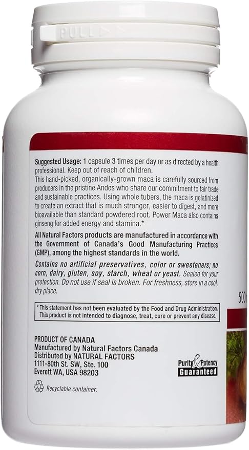 MacaRich by Natural Factors, Super Strength Power Maca, Superfruit Antioxidant Supplement with Ginseng, 90 capsules (90 servings)