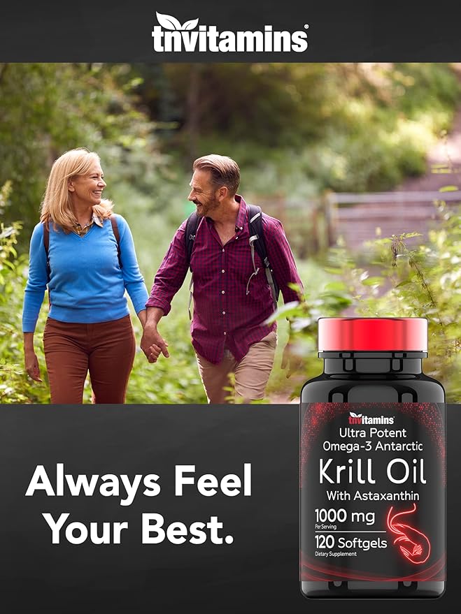 Antarctic Krill Oil 1000mg - 120 Softgels with Astaxanthin | 1000mg Red Krill Oil, 200 mg Phospholipids, 120 mg EPA, 80 mg DHA, 200 mcg Astaxanthin | Potent & Pure Omega-3 Cold Water Antarctic Krill