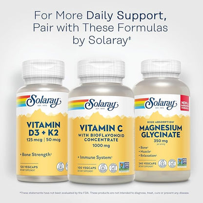SOLARAY Vitamin C with Bioflavonoid Concentrate - Rose HIPS, Acerola Cherry and Bioflavonoids - Vitamin C 1000mg - Immune Function, Skin, Hair, Nails Support - Vegan - 100 Servings, 100 VegCaps