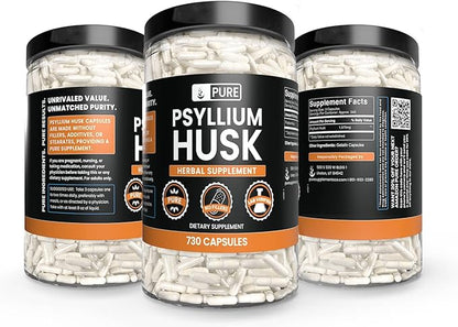 PURE ORIGINAL INGREDIENTS Psyllium Husk (730 Capsules) No Magnesium Or Rice Fillers, Always Pure, Lab Verified