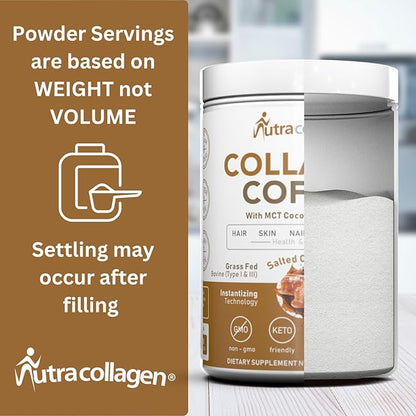 Peptide Protein Powder with Premium Columbian Coffee; Grass-Fed; Keto Friendly, MCT Coconut Oil Powder, Soy Free, Gluten Free, Sugar Free, 40mg Caffeine per Srving; 25 Servings; Original