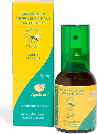 Brazil Green Bee Propolis Spray (30ml) - Natural Immune Support - Sore Throat Relief - Premium Quality - Pack of 1