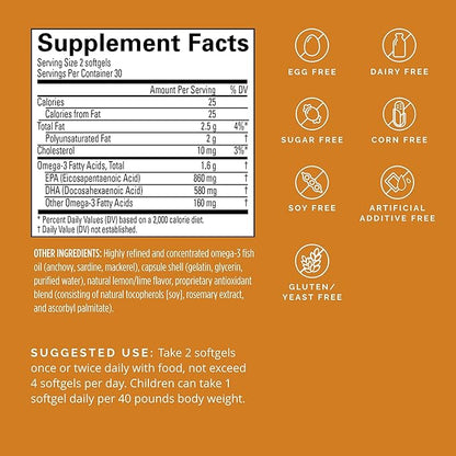 BRAINMD Dr Amen Omega-3 Power - 60 Capsules - Joint & Immune Support Supplement - Contains DHA & EPA - Gluten Free - 30 Servings