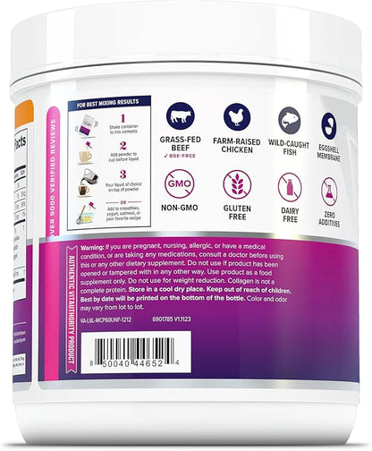 Multi Collagen Peptides Powder for Women - Hydrolyzed Unflavored Collagen Powder for Women with Types I II III V & X Plus Vitamin C & Hyaluronic Acid for Beautiful Hair Skin and Nails - 60 Servings