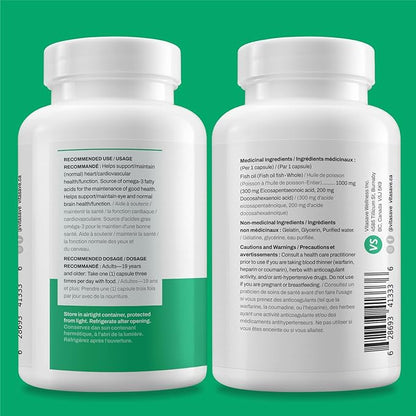 Triple Strength Fish Oil Omega 3 Supplements – High-Potency 3000mg with 900mg EPA + 600mg DHA - Burpless Fish Oil Capsules for Heart, Brain & Joint Health - Non-GMO, Gluten-Free-120 Softgels
