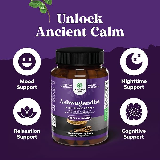 Best Ashwagandha Root Powder Capsules 1300 mg – Premium Relaxation Sleep Natural Supplement – Calming Energy Rejuvenate 100% Pure Potent Ingredients for Women and Men 30 Servings per Container