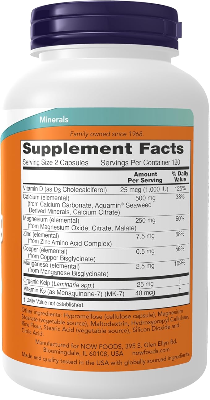 NOW Supplements, Cal-Mag Caps with Vitamin D and Supporting Minerals, Supports Bone Health*, 240 Veg Capsules