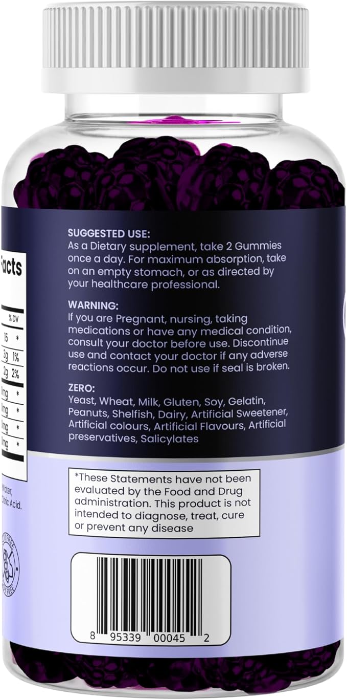Quercetin Gummies with Elderberry, Vitamin C & Zinc – Vegan, Non-GMO, 60 Gummies