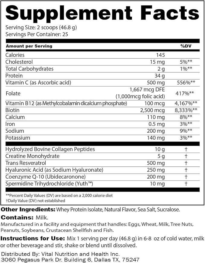 All-in-One Powder: Protein, Collagen, Creatine, Resveratrol, Hyaluronic Acid, CoQ10, Spermidine + Key Vitamins