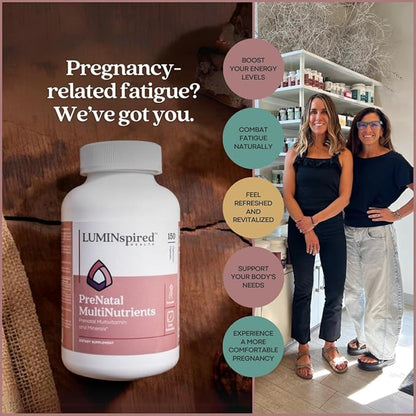 LUMINSPIRED HEALTH Prenatal Vitamins for Women, Prenatal Multivitamins and Mineral Support for Pregnancy, Fetal Development & Maternal Health, Pregnancy Must Haves, Non-GMO, Gluten Free - 150 Counts