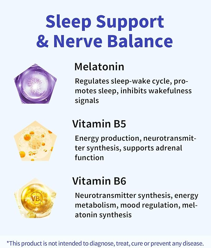 Melatonin Oral Sleep Strips 5 mg melatonin Fast-Melt Sleep Oral Strips Powerful Sleep Aid Supplement with L-Tryptophan|Vitamin B6|B5|GABA|Magnesium|11 Sleep Support Factors Blueberry Flavor