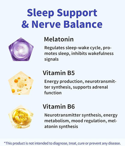 Melatonin Oral Sleep Strips 5 mg melatonin Fast-Melt Sleep Oral Strips Powerful Sleep Aid Supplement with L-Tryptophan|Vitamin B6|B5|GABA|Magnesium|11 Sleep Support Factors Blueberry Flavor