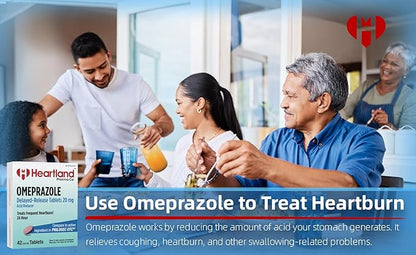 | Omeprazole 20mg | Heartburn Relief Medicine | Delayed Release Acid Reducer Tablet | Antacid Tablets for Acid Reflux | 42 Count | 5-Pack