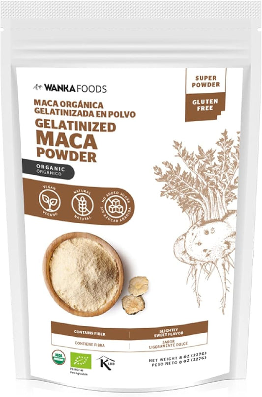 Organic Gelatinized Maca Powder, 8oz or 227g 1 Bag, Peruvian Maca Root. Vegan, USDA Organic, Non-GMO, Gluten-Free, Keto-Friendly Adaptogen Used to Boost Energy, Vitality, and Endurance