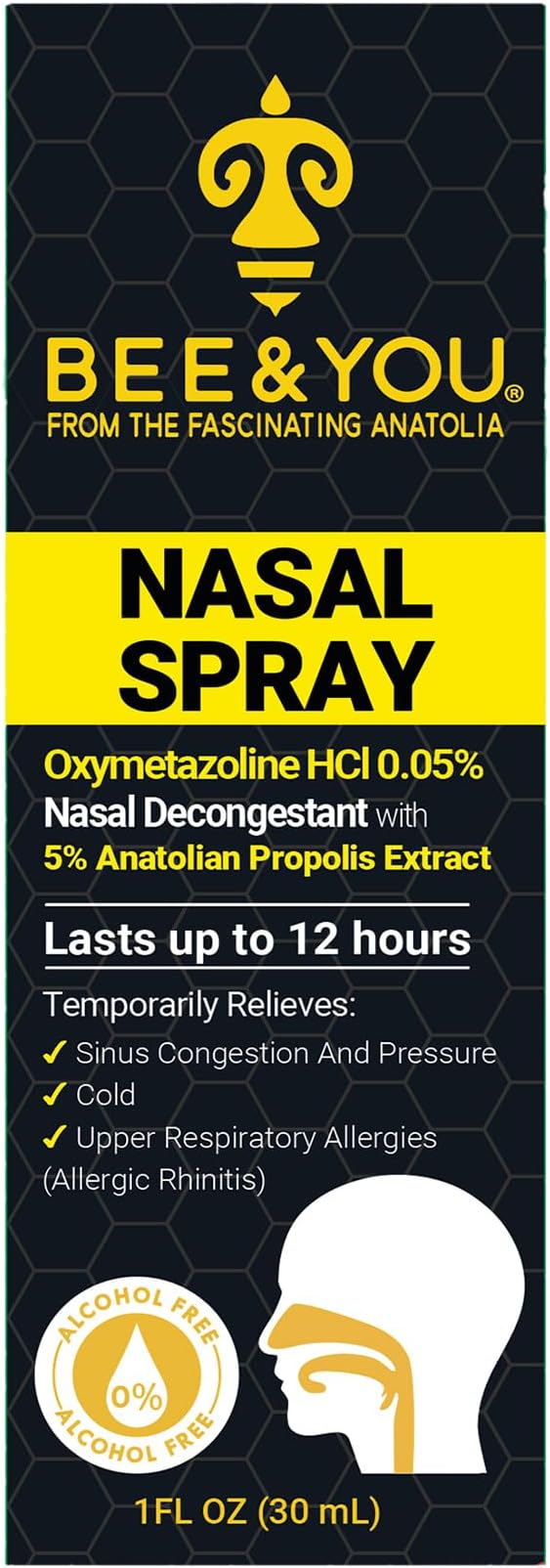 Bee and You Natural Propolis Nasal Spray 1 Fl oz | Congestion Relief Alcohol Free Medical Grade Propolis Nose Drops, Sinus Relief, Allergy, Nasal Moisturizing Spray Nasal Spray, 1 fl oz (Pack of 2)