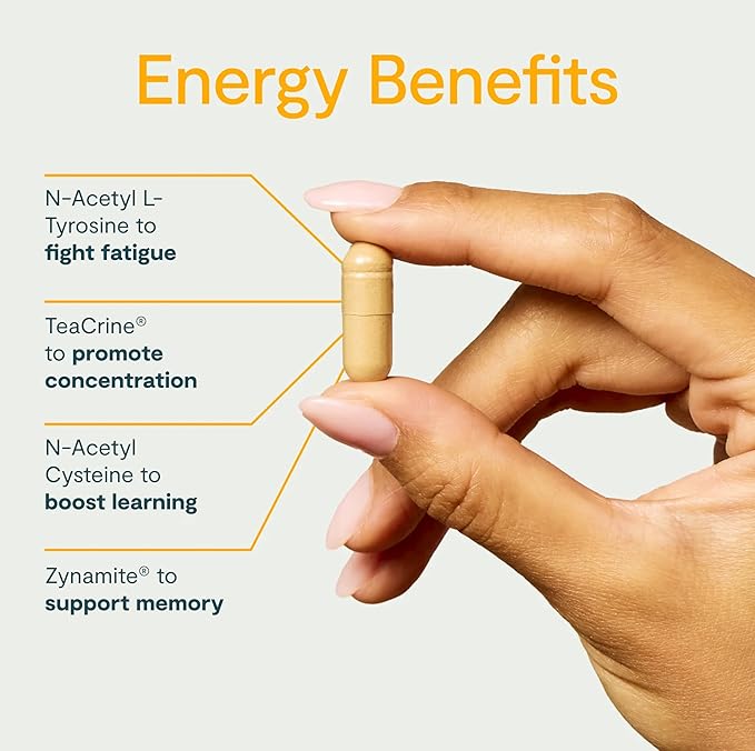 Thesis Energy - Energy Supplements - Promote Daily Energy & Focus with Choline, L Tyrosine, Teacrine & More - Nootropic Brain Support (24 Servings)