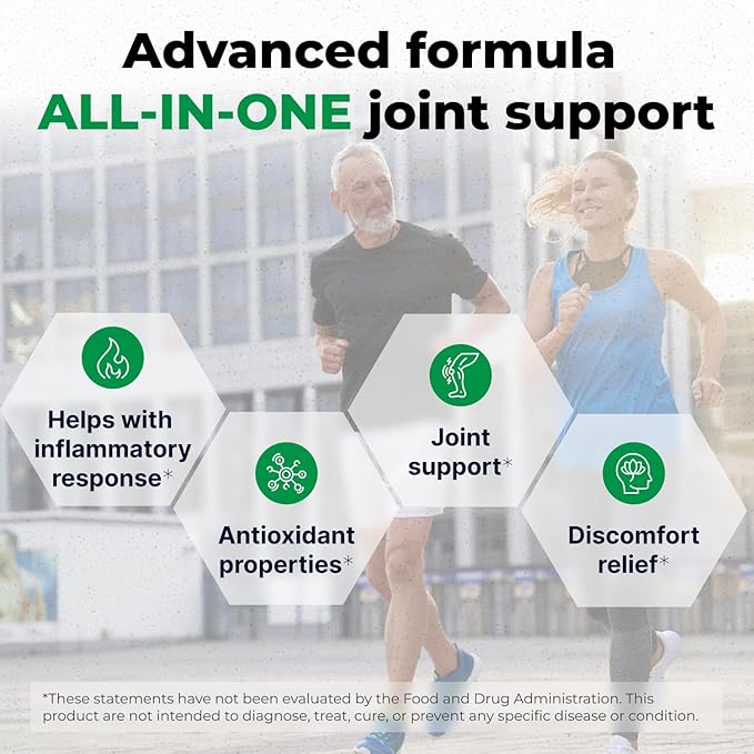 Joint Support Supplement - Glucosamine Chondroitin MSM, Boswellia & Turmeric - Relieves Joint Discomfort & Supports Flexibility - Wellknee Joint Support - 90 Capsules, 30 Servings