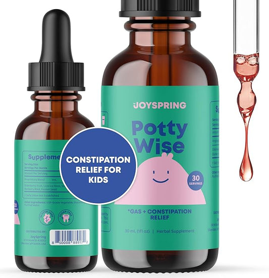 JoySpring Potty Wise Drops – Natural Constipation Relief for Kids & Toddlers – Elderberry, Licorice Root Extract, Fennel Seed & Senna – Sugar-Free Vegan Liquid Blend Supplement (1 fl oz) 30 Servings