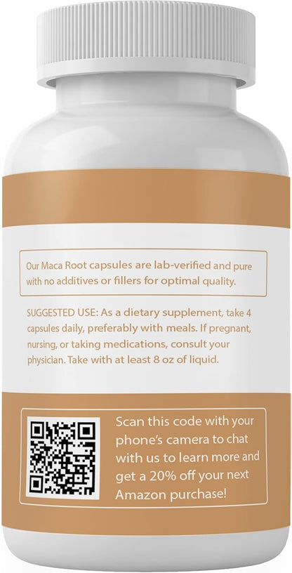 PURE ORIGINAL INGREDIENTS Maca Root, (100 Capsules) Always Pure, No Additives Or Fillers, Lab Verified