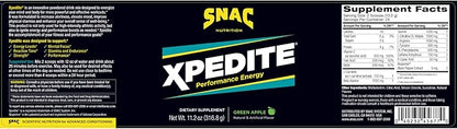 SNAC XPEDITE - Preworkout Performance Drink Supplement, Promotes Energy and Focus, Nitric Oxide Booster & Thermogenic, L-Carnitine, Beta Alanine, Green Apple Powder, (24 Servings)