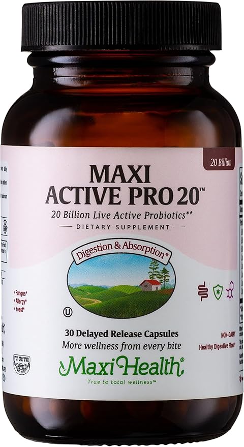 Maxi Health Probiotics for Digestive Health and Gut – 15 Strains, 20 Billion CFU Active Organisms - Probiotics for Men and Women – Daily Probiotic for Digestive Support, 30 Capsules