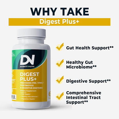 4-in-1 Prebiotic Probiotic & Postbiotic for Women & Men, Complete Gut & Digestive Support Supplement, Pre Post Probiotics & Digestive Enzymes 60 Capsules,Made in USA