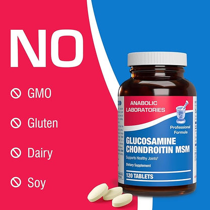 High Absorption Glucosamine Chondroitin MSM - Clinical Formula Bone Joint Tendon and Ligament Supplement with MSM Glucosamine Chondroitin - Non-GMO Gluten Free & Made in The USA - 120 Servings