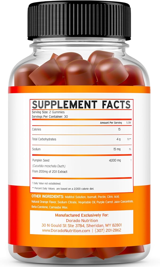 Pumpkin Seed Oil (60 Count ) Hair Growth and Bladder Control - Sugar Free Gummy - Orange Flavor and Glucosamine Chondroitin Joint Supplement (60 Count) Joint Supplements for Adult - Vegan & USA Made