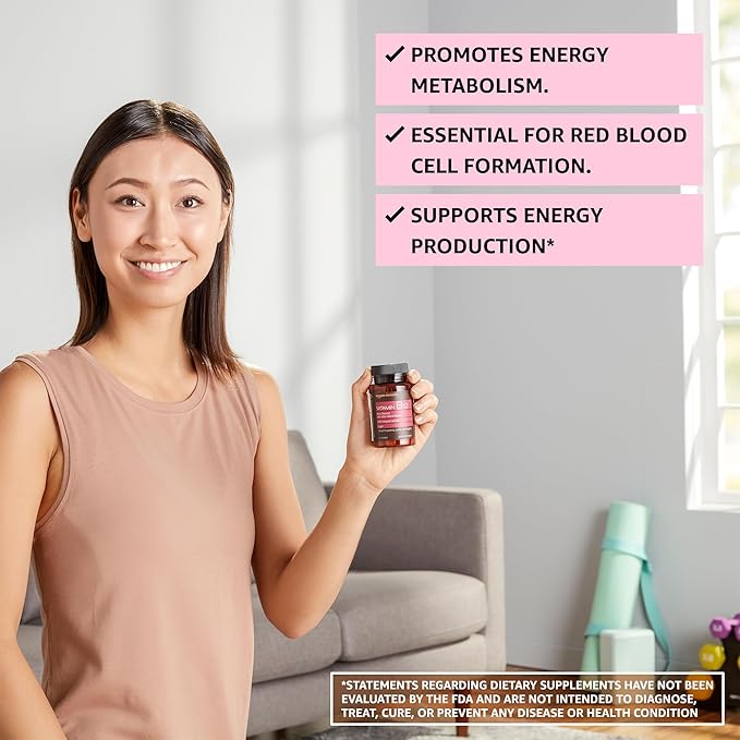 Amazon Elements Vitamin B12 Methylcobalamin 5000 mcg - Normal Energy Production and Metabolism, Immune System Support - 2 Month Supply, Berry Flavored Lozenges, 65 Count (Pack of 2)