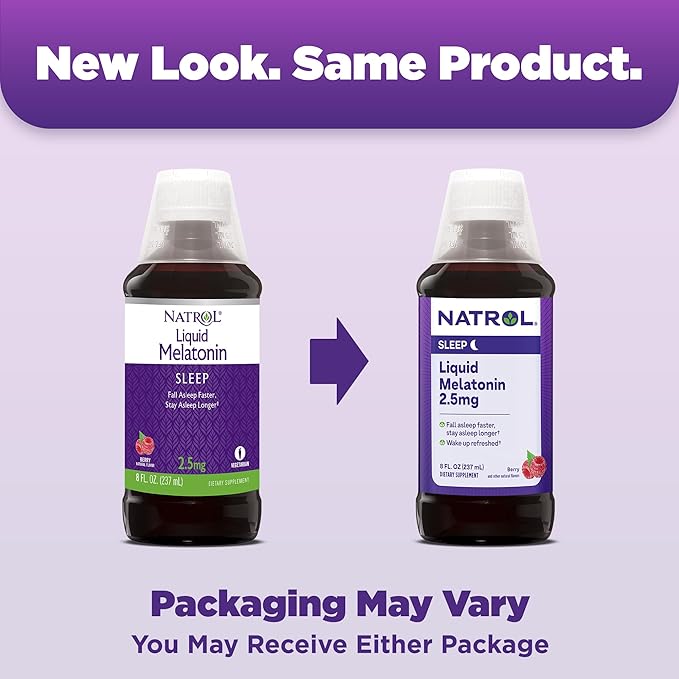 Natrol Liquid Melatonin 2.5 mg, Adult Melatonin Supplement to Fall Asleep Faster and Stay Asleep Longer, Wake Up Refreshed, 8 FL OZ Berry-Flavored Liquid, Up to a 23 Day Supply