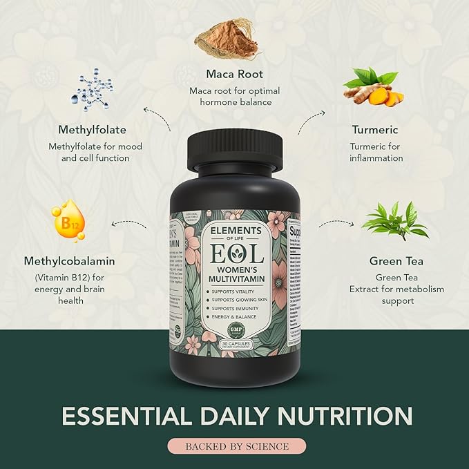 Multivitamin for Women – Daily Women’s Vitamins with MethyFolate, Organic Ingredients & Natural Supplements for Energy, Vitality & Health – Multivitamin for Women Hair & Skin Support