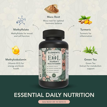 Multivitamin for Women – Daily Women’s Vitamins with MethyFolate, Organic Ingredients & Natural Supplements for Energy, Vitality & Health – Multivitamin for Women Hair & Skin Support