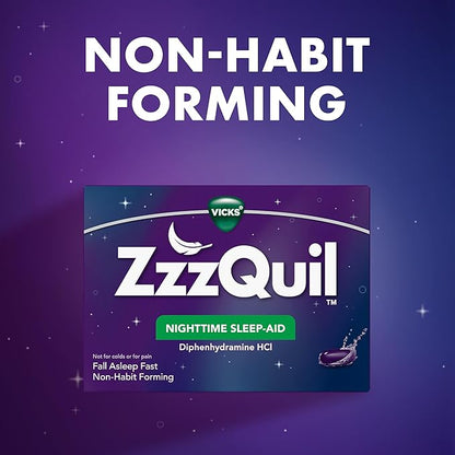 ZzzQuil LiquiCap Sleep Aid, Diphenhydramine 25mg HCl, Sleep Aids for Adults, Nighttime Sleep Aid, 72 LiquiCaps