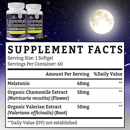 Fogoro Melatonin 60mg-Fall Asleep Faster, Stay Asleep Longer,High Dose