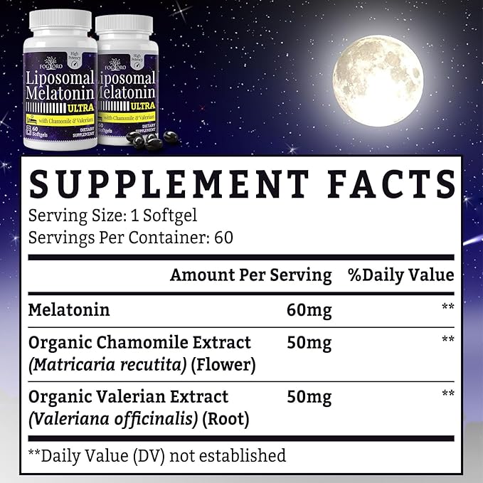 Fogoro Melatonin 60mg-Fall Asleep Faster, Stay Asleep Longer,High Dose, 60 Count(pack of 2)