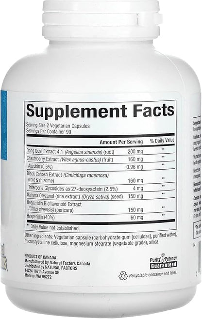 Natural Factors WomenSense MenoSense, Natural Supplement to Help Improve Menopause Symptoms, Vegan, Non-GMO, 180 Capsules