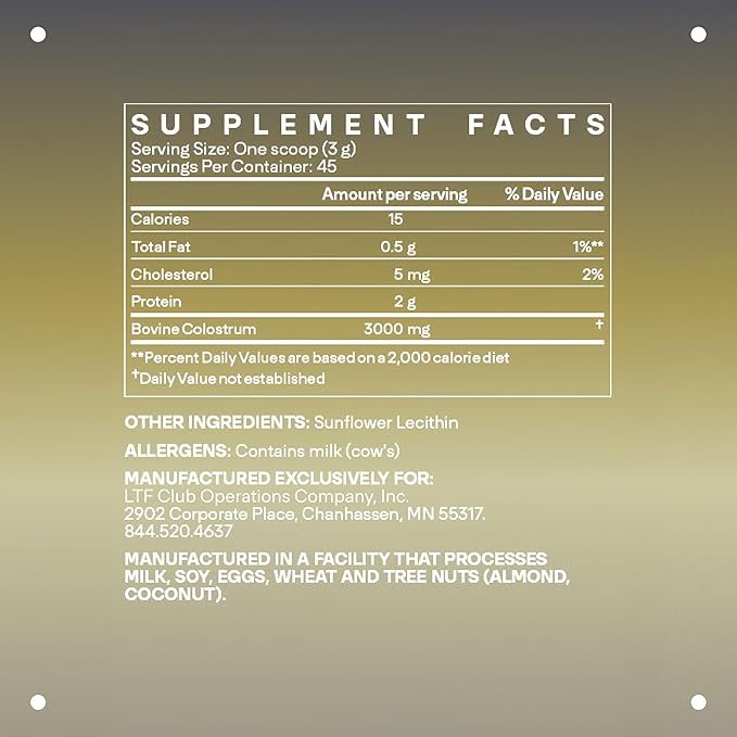 LTH Revive Grass-Fed Colostrum Powder - Trusted by Life Time Fitness Members - Premium Colostrum Supplement - Supports Digestion, Skin & Immune Health - Sourced from First-Milking Colostrum - 4.83 oz