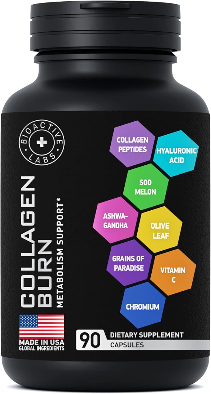 Thermogenic Multi Collagen Burn Capsules - Hydrolyzed Collagen Peptides Plus Hyaluronic Acid - Advanced Type I, II, III, V, X - 2-Pack, 180 Collagenic Burn Caps