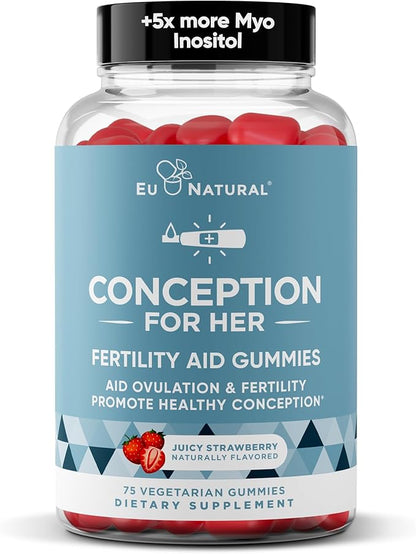 Conception for Her Fertility Gummies - Fertility Supplements for Women with Myo Inositol, Folate & More Essential Nutrients - Delicious Juicy Strawberry Hormone Balance Vitamins, 75 ct Gummies