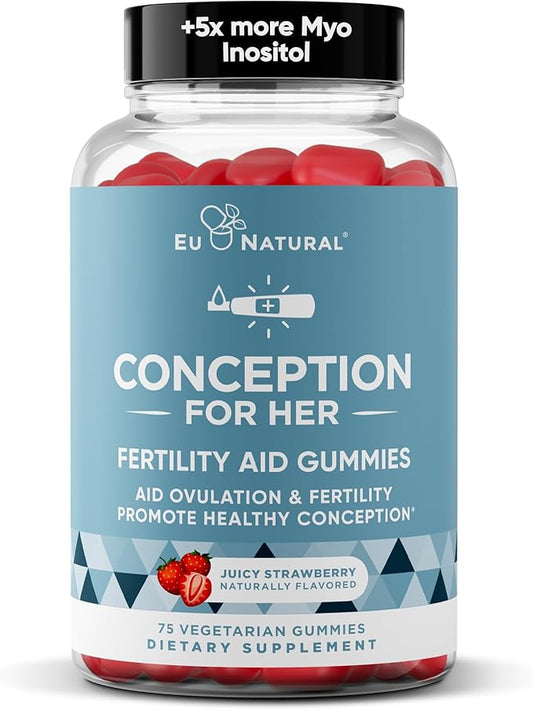 Conception for Her Fertility Gummies - Fertility Supplements for Women with Myo Inositol, Folate & More Essential Nutrients - Delicious Juicy Strawberry Hormone Balance Vitamins, 75 ct Gummies