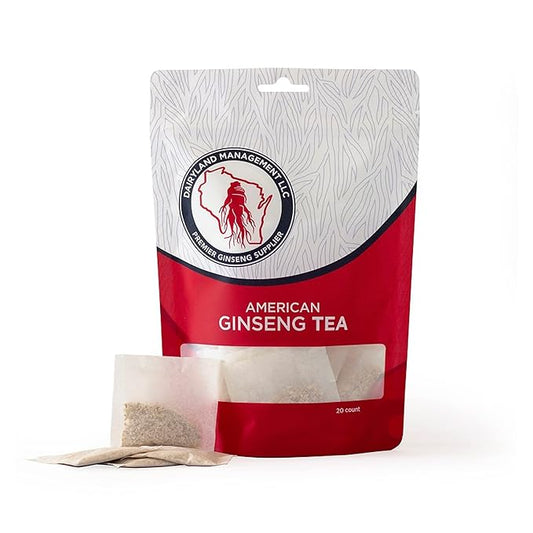 Dairyland American Ginseng Tea Bags 美国人参茶 (20 ct) - Premium Wisconsin Ginseng Tea - Non-GMO, Gluten Free