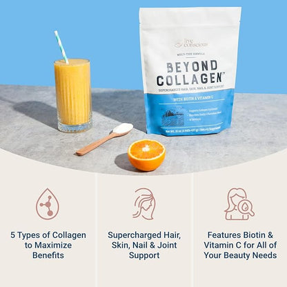 Live Conscious Beyond Collagen Multi Collagen Powder for Women w/Types I, II, III, V & X - Keto Friendly, Hydrolyzed Collagen Peptides Powder Blend w/Biotin & Vitamin C 41 Servings