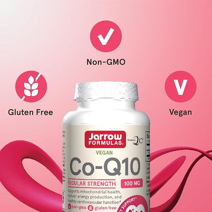 Jarrow Formulas Co-Q10, 100 mg, Antioxidant Support for Mitochondrial Health, Cellular Energy Production and Healthy Cardiovascular Function, 60 Veggie Capsules, 60 Day Supply