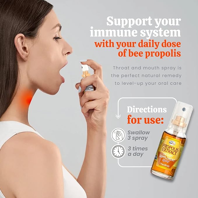 Beelife Propolis Sore Throat Relief Spray - Propolis Spray - Natural Immune Support, Helps Calm Cough & Dry, Itchy Throat - No Sugar - 3-Pack