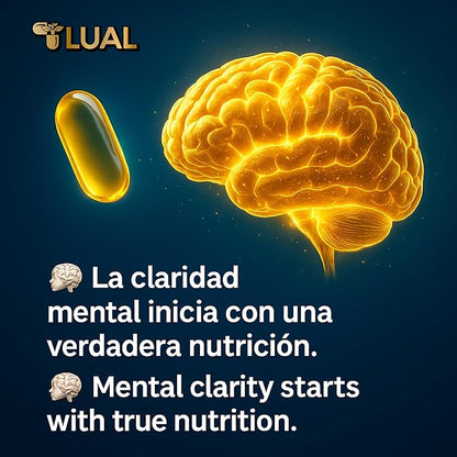 LUAL Omega-3 Fish Oil 2000mg with Vitamin D3 1,000 IU – Supports Eye, Brain, Bone and Heart Health – Lemon Flavor – 120 Softgels