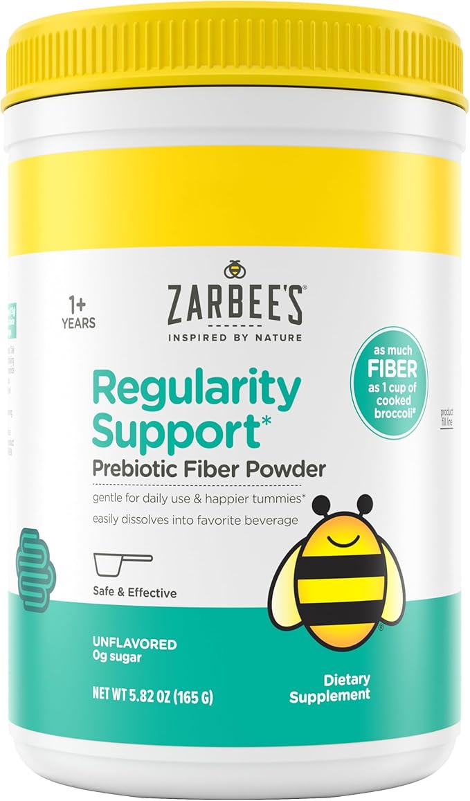 Zarbee's Children's Regularity Support* Prebiotic Fiber Powder, Flavorless Fiber Powder for Kids to Help Reduce Occasional Constipation*, Daily Fiber Supplement for Toddlers, 5.82 oz
